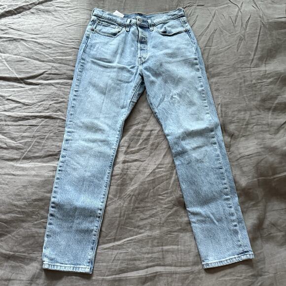 Levis 501 Jeans Womens Skinny Light Wash High Rise 30x27 Big E - Picture 1 of 10